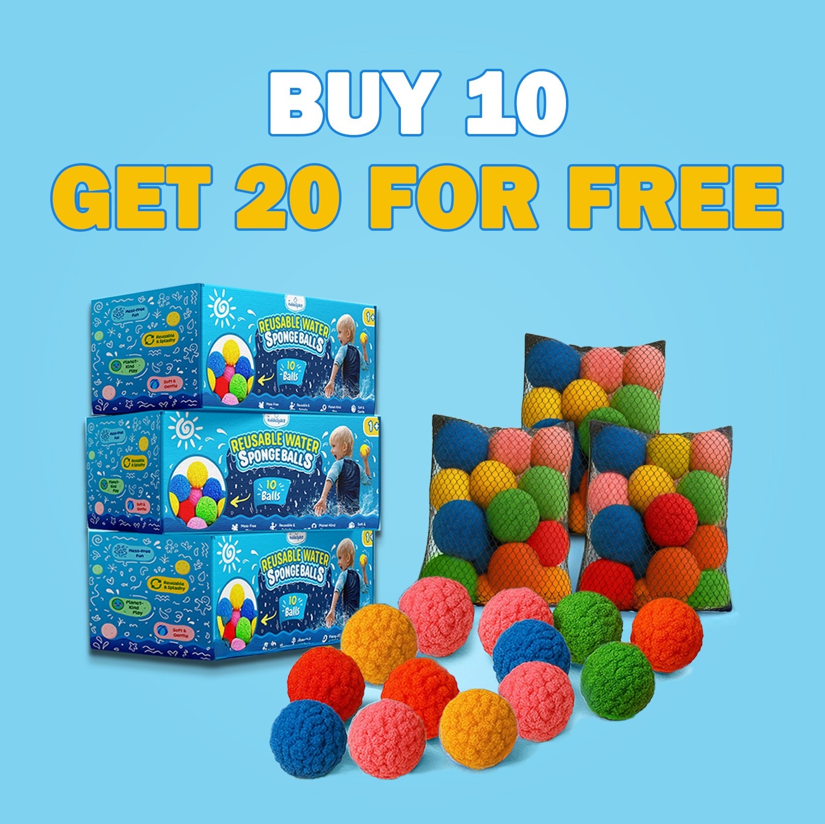 KiddoSpace Reusable Water Sponge Balls (Buy 10 Get 20 Free)